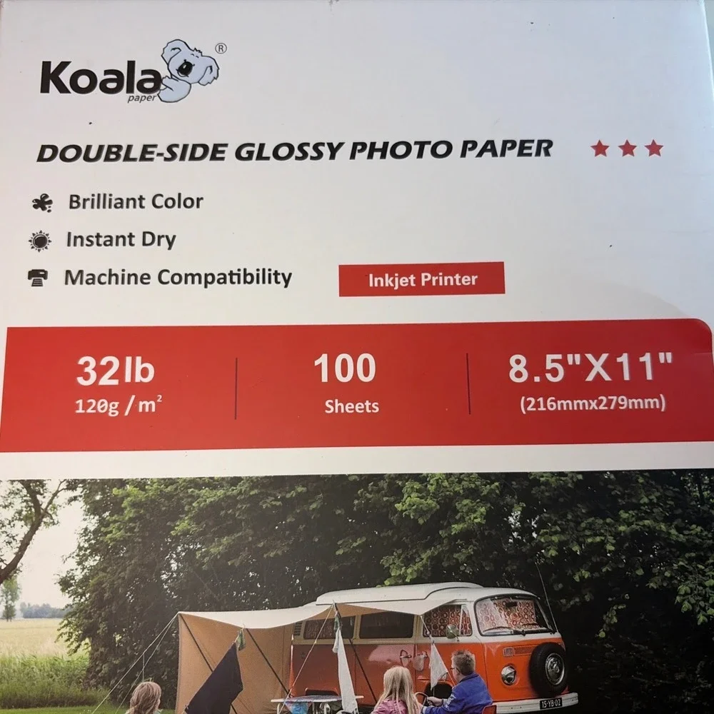 Koala Double Sided Glossy Photo Paper 8.5x11 32lb 100 Sheets Inkjet Printer
